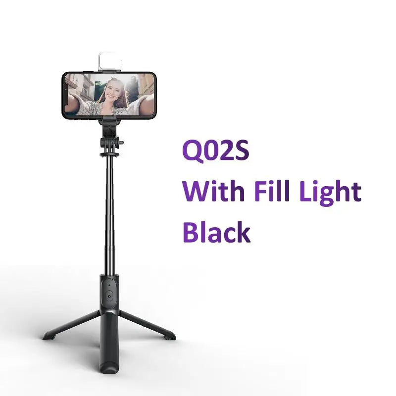 Q02 Selfie Stick Wireless Bluetooth Tripod Foldable Bracket for Xiaomi Redmi Huawei iPhone Samsung Smartphone Android iOS Holder