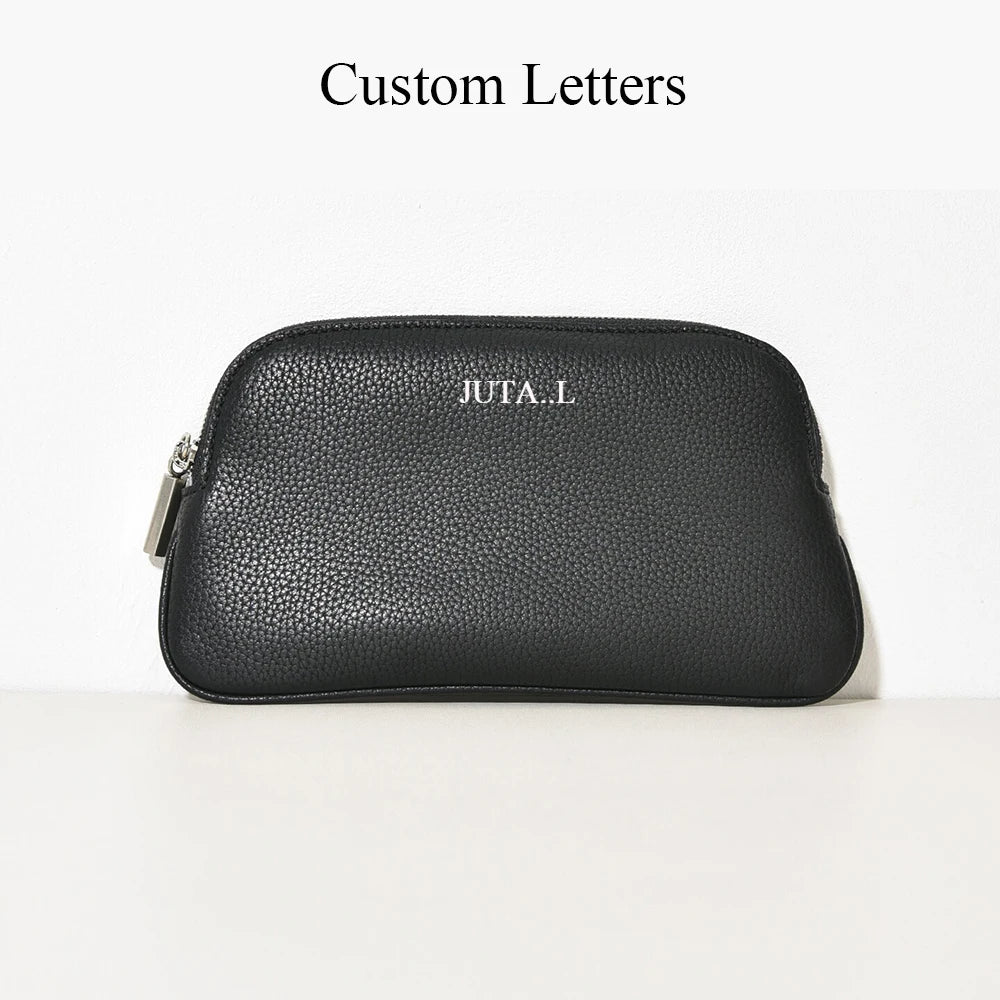 Luxury Simple Design Women Clutch Bag Custom Name 100% Genuine Leather Small Pouch Wallet For Ladies Gift Dropship Clutch Purse