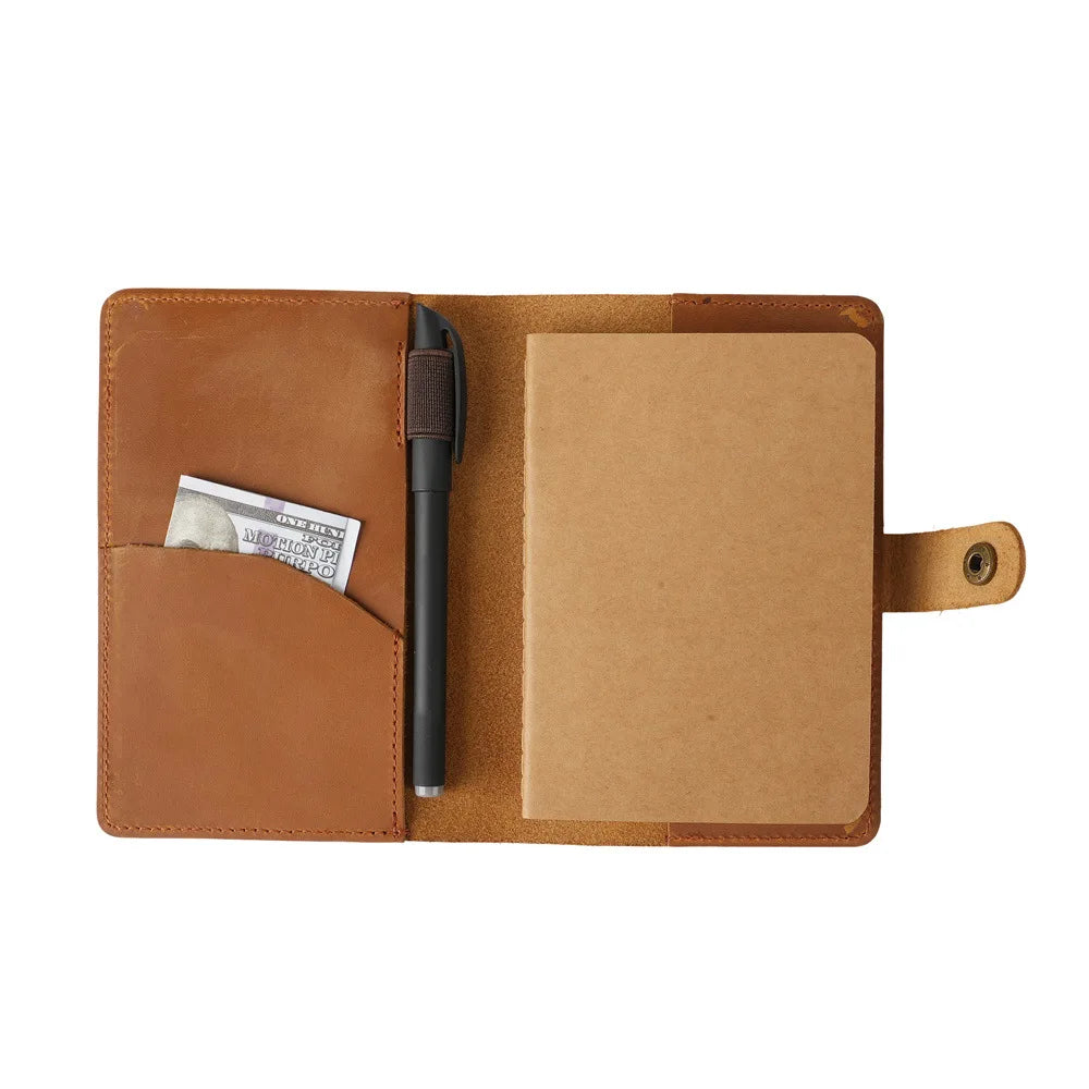 Leather Notebooks Cover for Field Notes, Journal Notepads with Pen Holder for Moleskine Cahier Pocket Notebook (3.5'' x 5.5'')