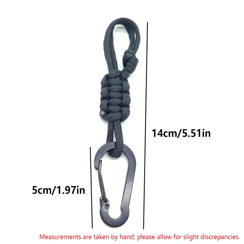 Keychain D-Shaped Carabiner Clip Adjustable Buckle Paracord Keychains Multifunctional Utility for Ourdoor Keys Camping Gear