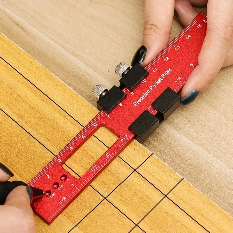 Precision Pocket Ruler Woodworking T-Type Ruler Aluminum Alloy Carpenty Square Rulers Measuring Marking Tools for Carpentry