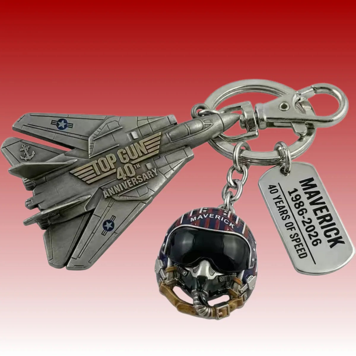 Top Gun 40th Anniversary Commemorative Coin & Keychain& Pin Brooch Lapel Badge Gifts For Military Lover for Collectors Gift