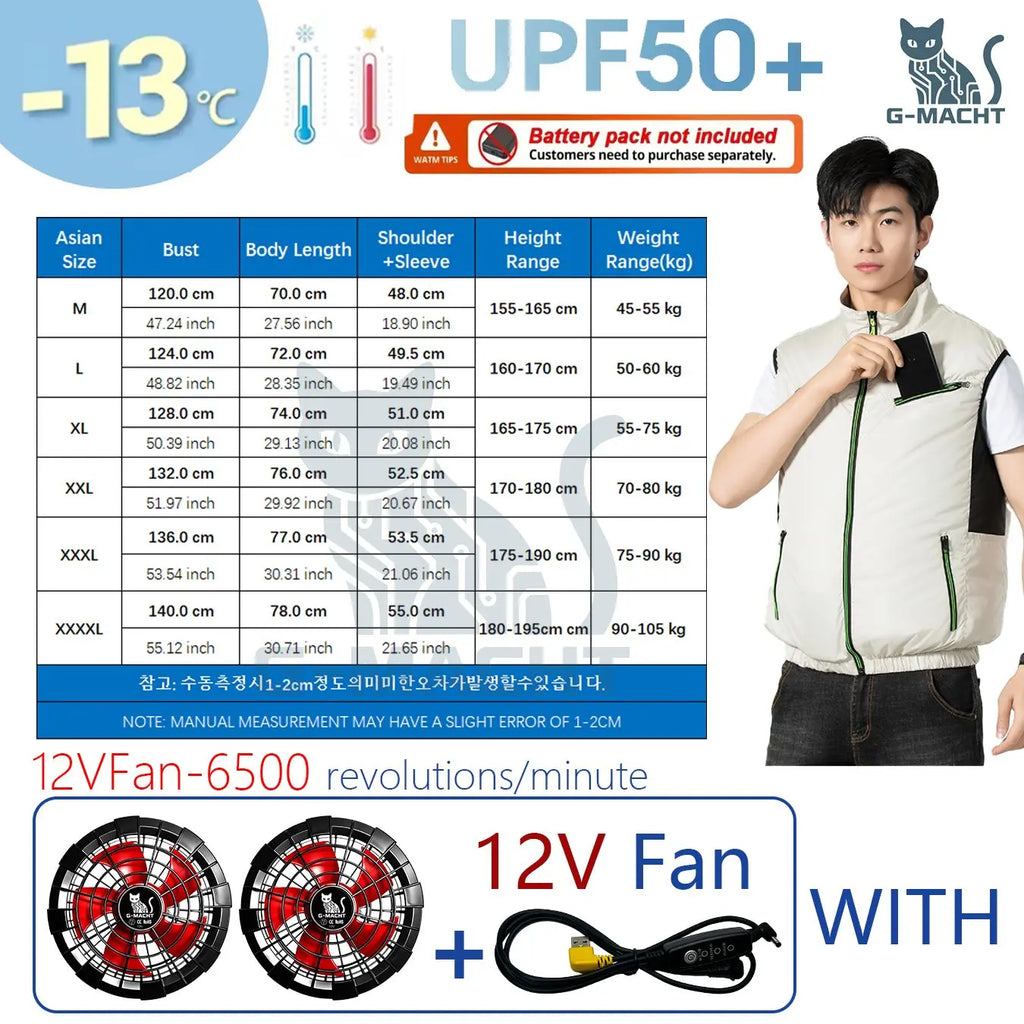 G-MACHT Summer Breathable Wearable Cooling 2-3-4Fans Vest Ice Cooling Air Conditioner Clothes For Outdoor Fishing Heat Resistant