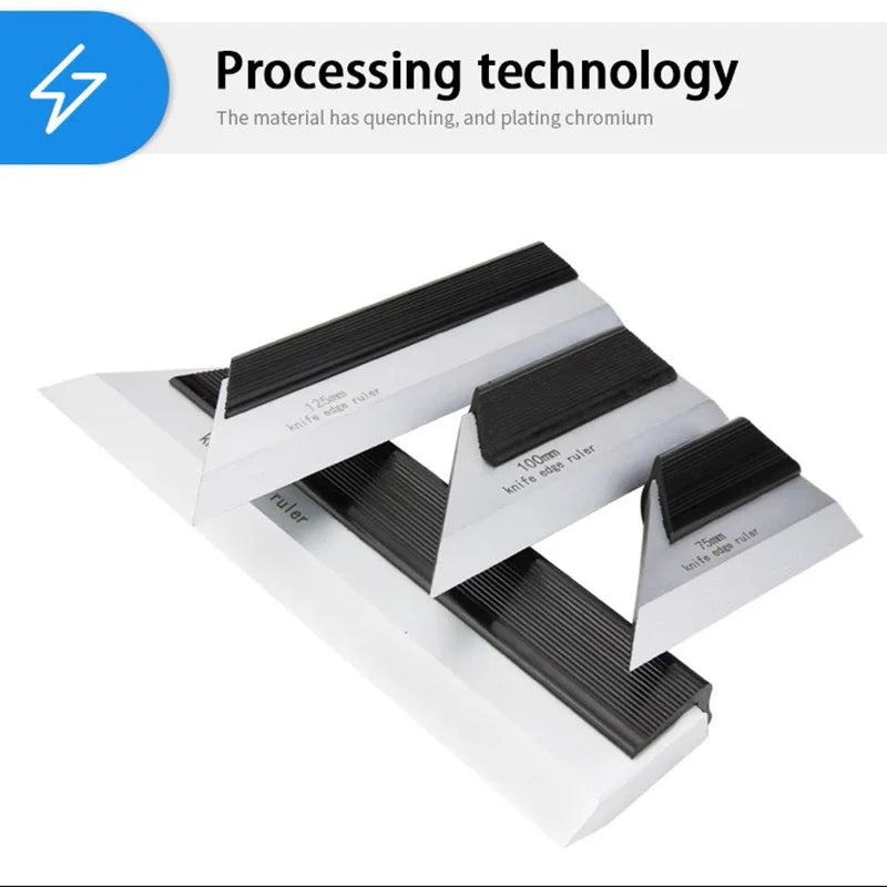 Carbon steel Knife edge ruler Straight Edge Ruler 75/100/125/175/200/250/300mm Leveling Ruler High precision Measure Tool