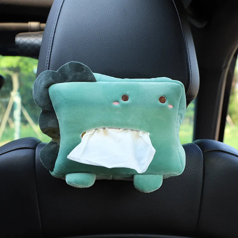 Cartoon Tissue Box Holder Cute Short Plush Tissue Boxes Bracket Auto Armrest Box Car Seat Back Car Decorations Car Tissue Holder