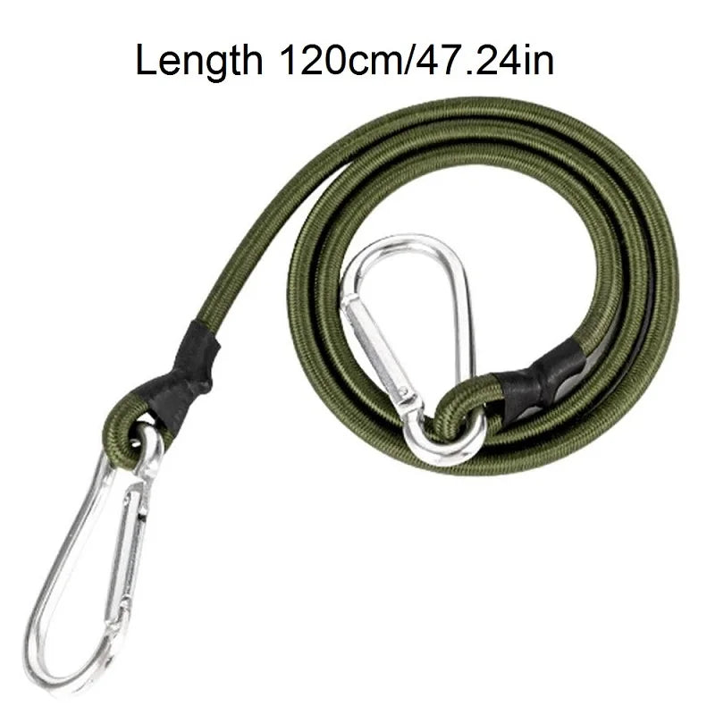 Outdoor Heavy Duty Bungee Cord Elastic Tie Strap String Carabiner Hooks Kayak Cycling Luggage Packing Ropes Camping Accessories