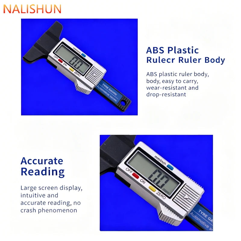 1Pc Digital Tire Tread Depth Gauge Lcd Display 0-25mm High Precision Caliper Auto Car Tyre Wear Detection Measuring Tool Repair