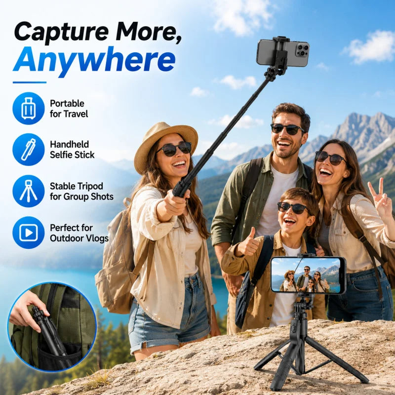 L16 Bluetooth Selfie Stick Tripod with Dual Fill Light, Extendable Phone Stand Handheld Stabilizer for Live Streaming Vlog Selfi
