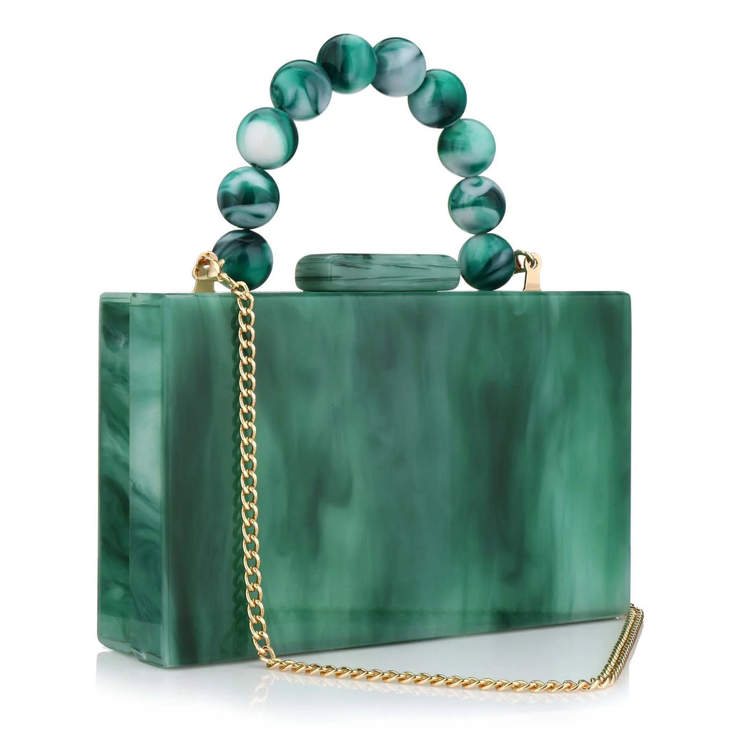 Beading Handbag Marble Acrylic Luxury Box Clutch Evening Bags Wedding Party Chain Shoulder Bag Dinner Dress Purse Festival Gift