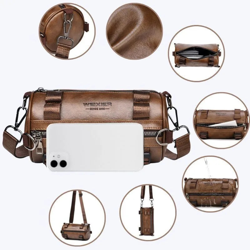New Messenger Bag Cylinder Ins Men's Bag Casual Japanese Single Shoulder Men's Fashion Trend Street Bag Durable Simple Handbags