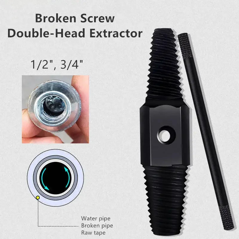 Double Head Wrench Faucet Valve Broken Screw Extractor Set Pipe Remover Damaged Wire Water Pipe Bolt Removal Plumbing Tool