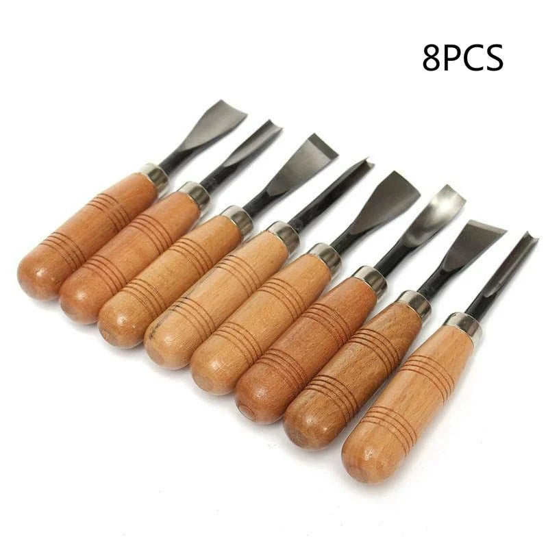 8Pcs and 6Pcs Woodpecker Dry Hand Wood Carving Tools, Professional Woodworking Graver Chisel Kit Gouges Tools