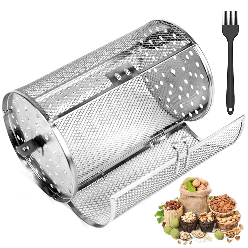 Stainless Steel Grill Rotisserie Oven Fry Basket Coffee Bean Grilled Cage Drum Rack Rotisserie Basket Rotisserie Grill Roaster
