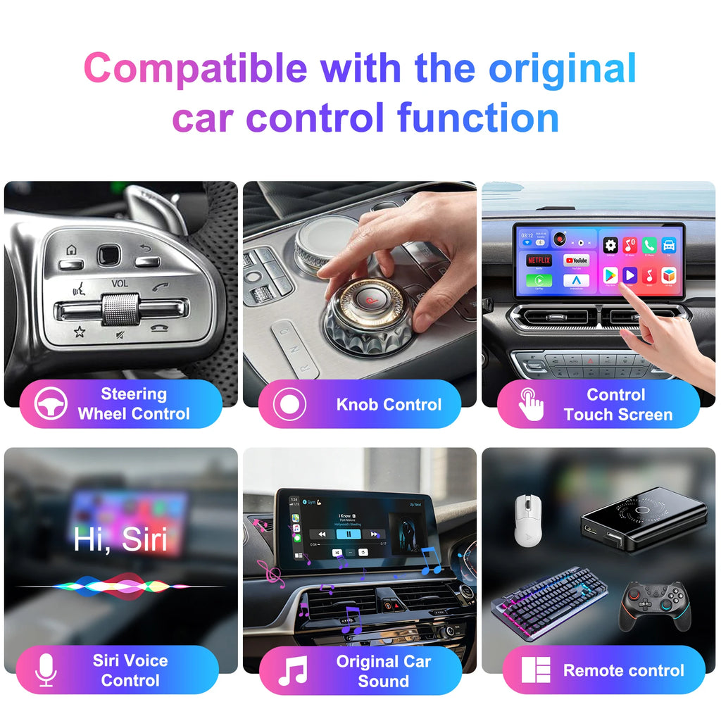 CarPlay Android AI Box 3 in 1 Android 14 Quad Core 2+16/4+32GB Wireless CarPlay Android Auto HDMI Output OTA Upgrade Play Store