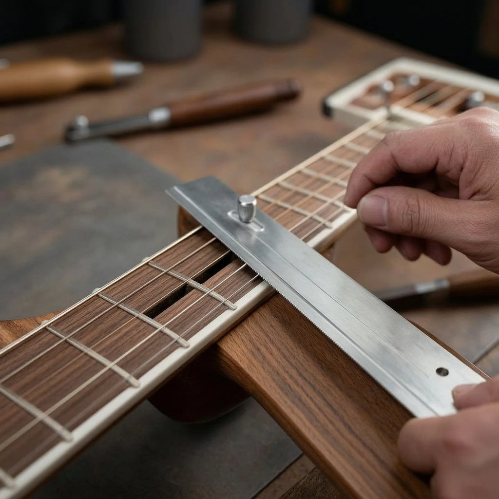 Guitar Fret Saw with Adjustable Guide Fine-Tooth Fret Slotting Saw Handsaw Wooden-Handle Precision for Luthiers