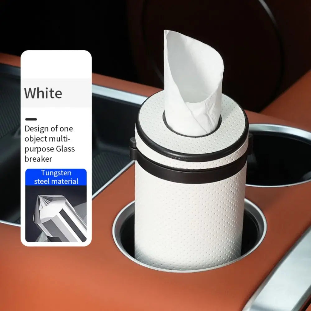 Durable Round Car Tissue Box Portable Multifunction Paper Storage Box Safety Broken Window Tissue Cup Universal
