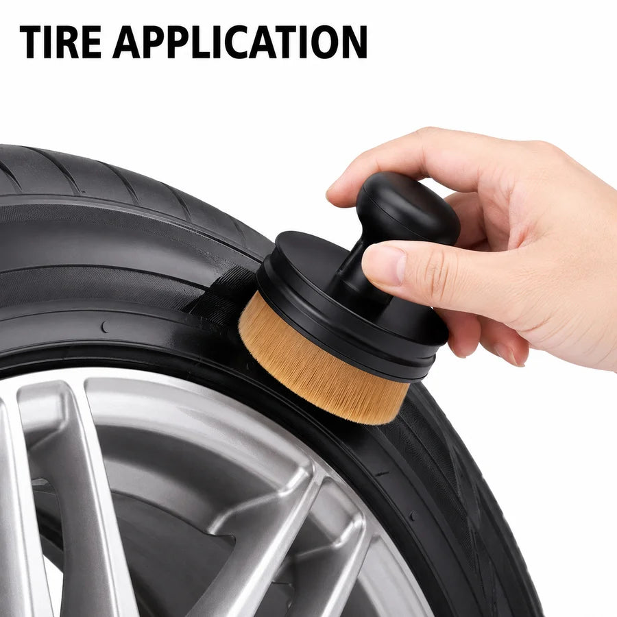 Handheld Tire Shine Applicator with Seal Cover, Tire Sidewall Brush Compact Auto Detail Brush for Cleaner Sidewall Application