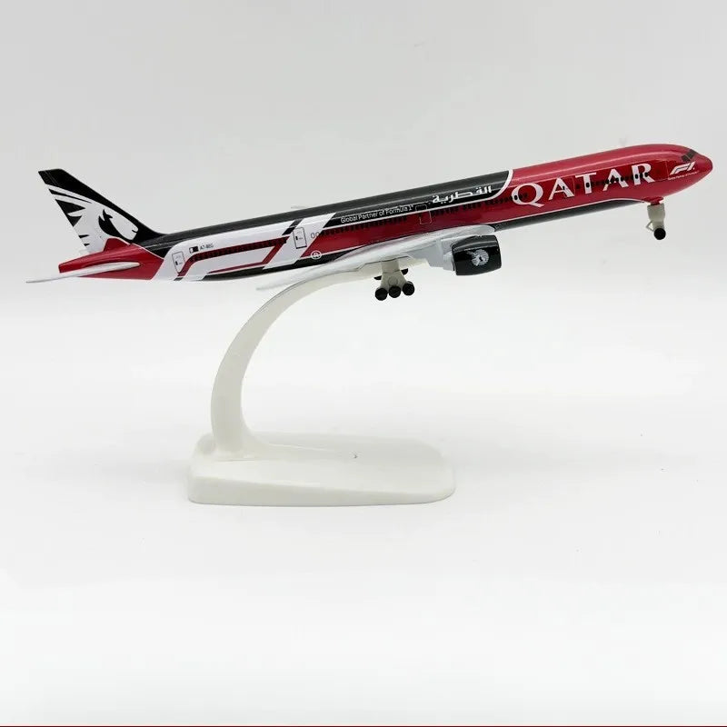 New 20cm Qatar B777-300 Toy Airplane Model Metal Diecast Airplane Model Kit with Stand＆wheel For Display Collection or Gift