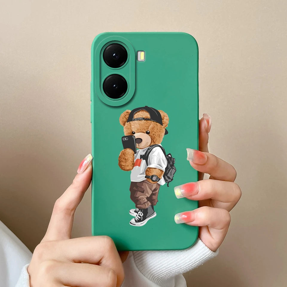 For Xiaomi Poco X7 Pro Case Lovely Bear Love Heart Shockproof Anti-fall Antifouling Luxury Shell For xiaomi poco x7 pro Coque