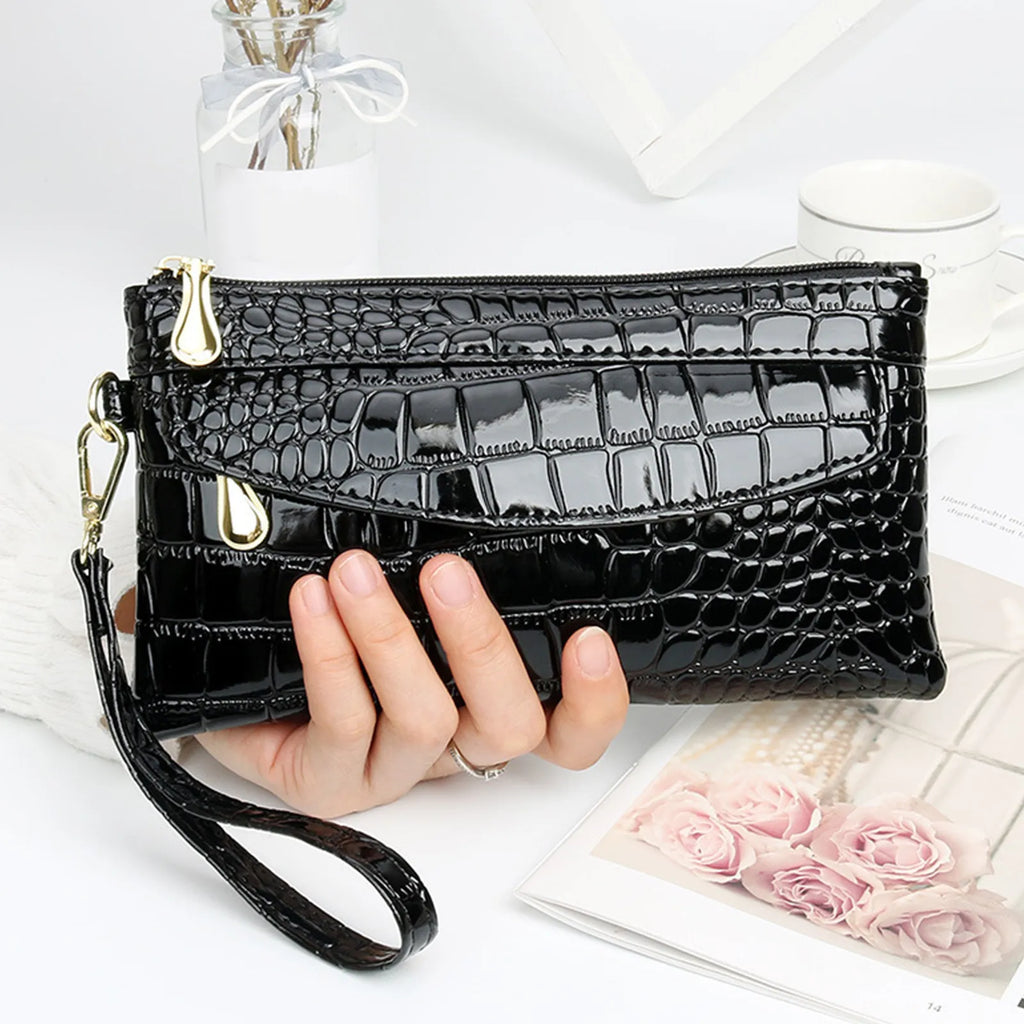 Fashion Shiny PU Leather Handbag Women Large Capacity Crossbody Bag PUrse Fashionable Elegant Evening Bag