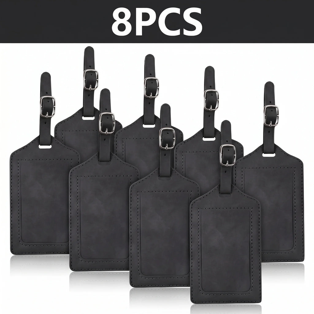 3/5/8PCS Privacy PU Leather Luggage Tag Adjustable Metal Buckle Waterproof Anti-lost Suitcase ID for Backpack Golf Carry Bag