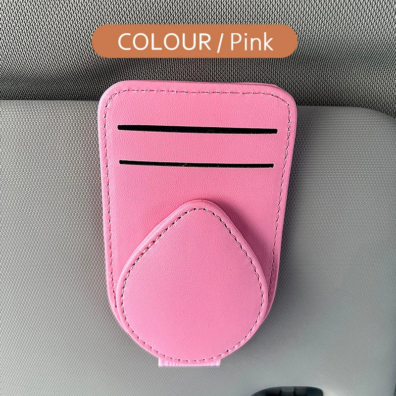 Car Sunglasses Holder Clip Universal Auto Sun Visor Eyeglass Hanger Cards Glasses Storage Bracket Leather Interior Accessories