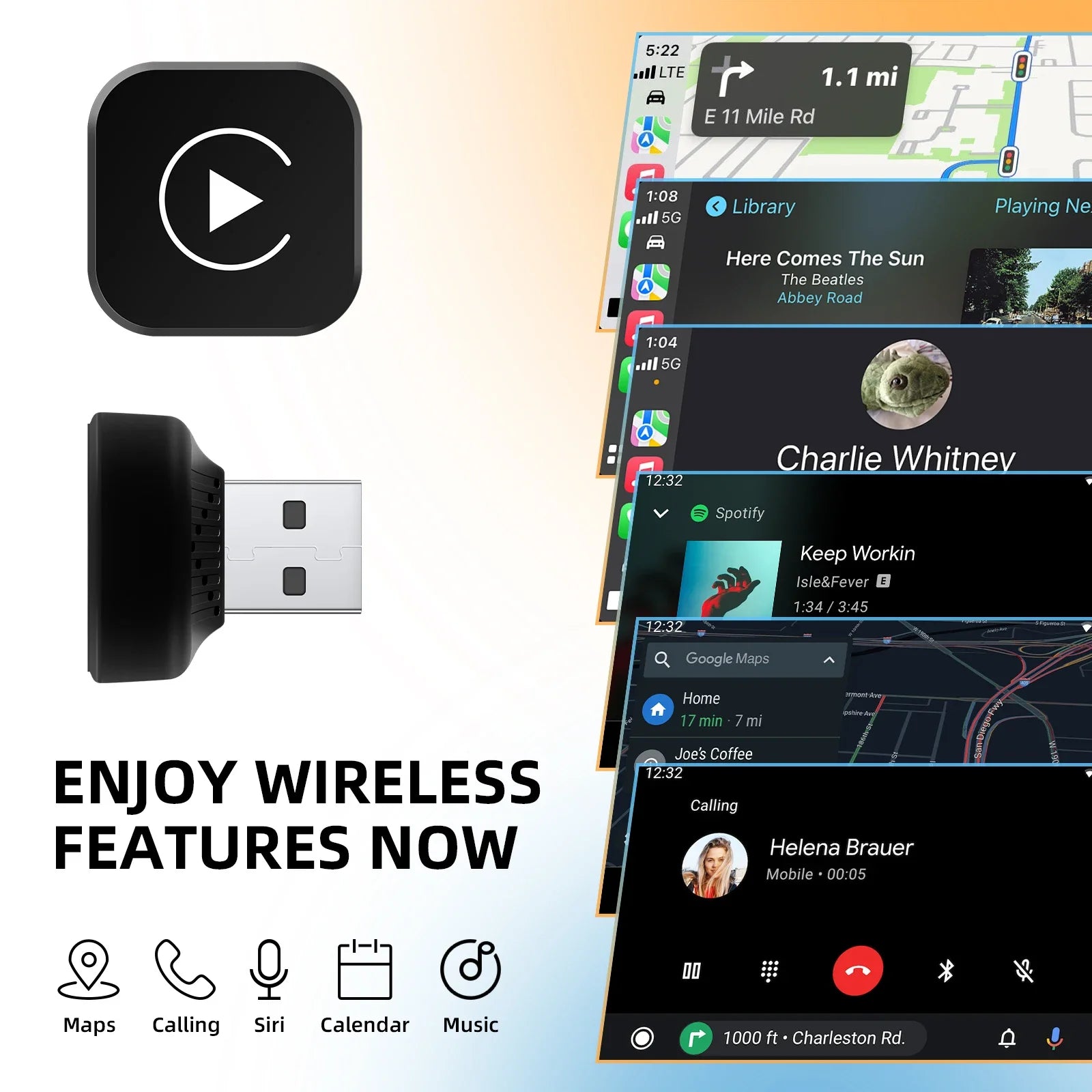2 in 1 Wired to Wireless CarPlay Android Auto Adapter for OEM Car Stereo With USB Dongle Mini Box Plug and Play Bluetooth