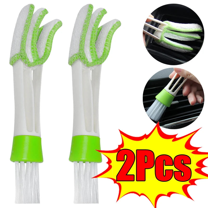 1/2Pcs Car Cleaning Brush Double-Use Air Conditioning Brush Dashboard Air Outlet Crevice Cleaning Brushes Car Interior Cleaning