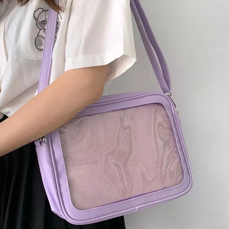 Clear Window Itabag Adjustable Strap Crossbody Bags Girls Anime Dolls Daily Handbag Shoulder Messenger Bag for Women Work School