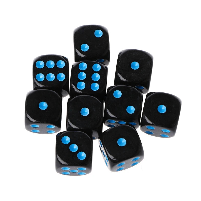 10Pcs 15mm Multicolor Acrylic Cube Dice Set Six Sides Portable Table Games Toy