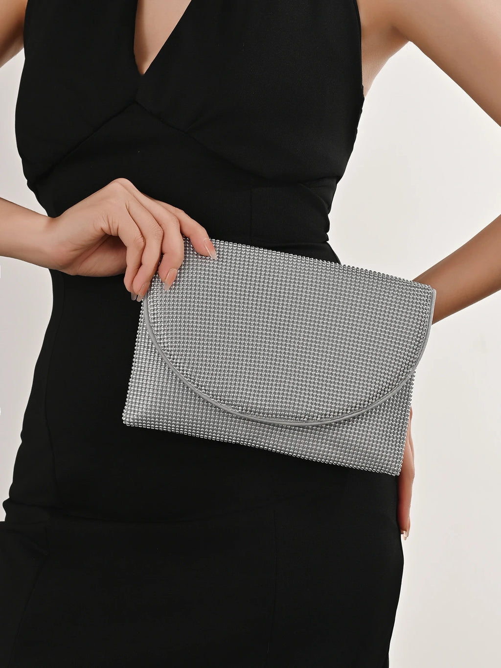 Clutch Chain Mesh Purse Evening Bag for Women, Elegant Chain Mail Evening Envelope Handbag With Detachable Chain Elegant