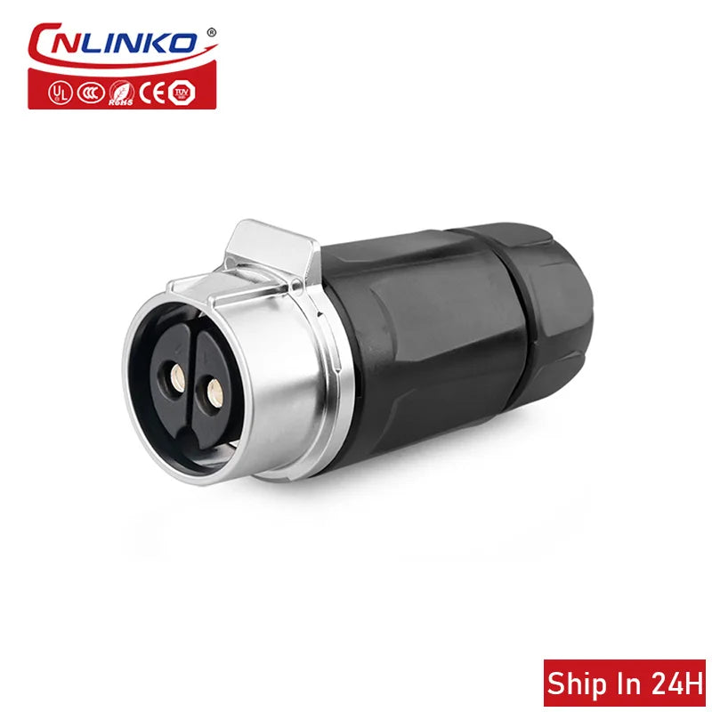 Cnlinko LP28 M28 2Pin Aviation Waterproof 45A Strong Current Connector Male Plug Wire Joint for Power Station Medical Industrial