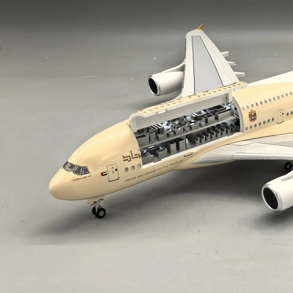 New 47CM Scale Etihad A380 Diecast Resin Openable Cabin Door Aircraft Model Kit Airplane Diecast Aviation Enthusiasts Gifts
