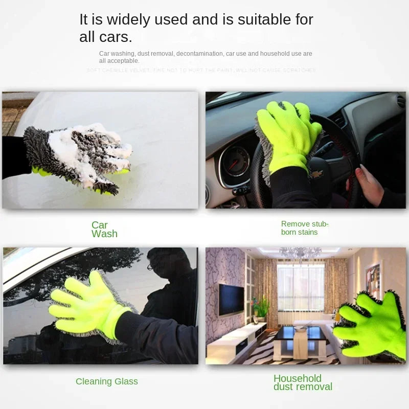 1/2pcs Ultra-Luxury Microfiber Car Wash Gloves Car Cleaning Tool Home Use Multi-function Cleaning Brush Detailing Washing Gloves