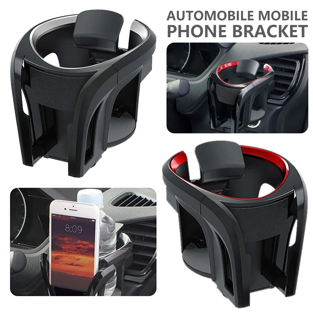 Car Cup Holder Air Vent Outlet 2 in 1 Coffee Bottle Holder and Car Phone Mount Universal Accessories Cups Car Vents Cup Rack