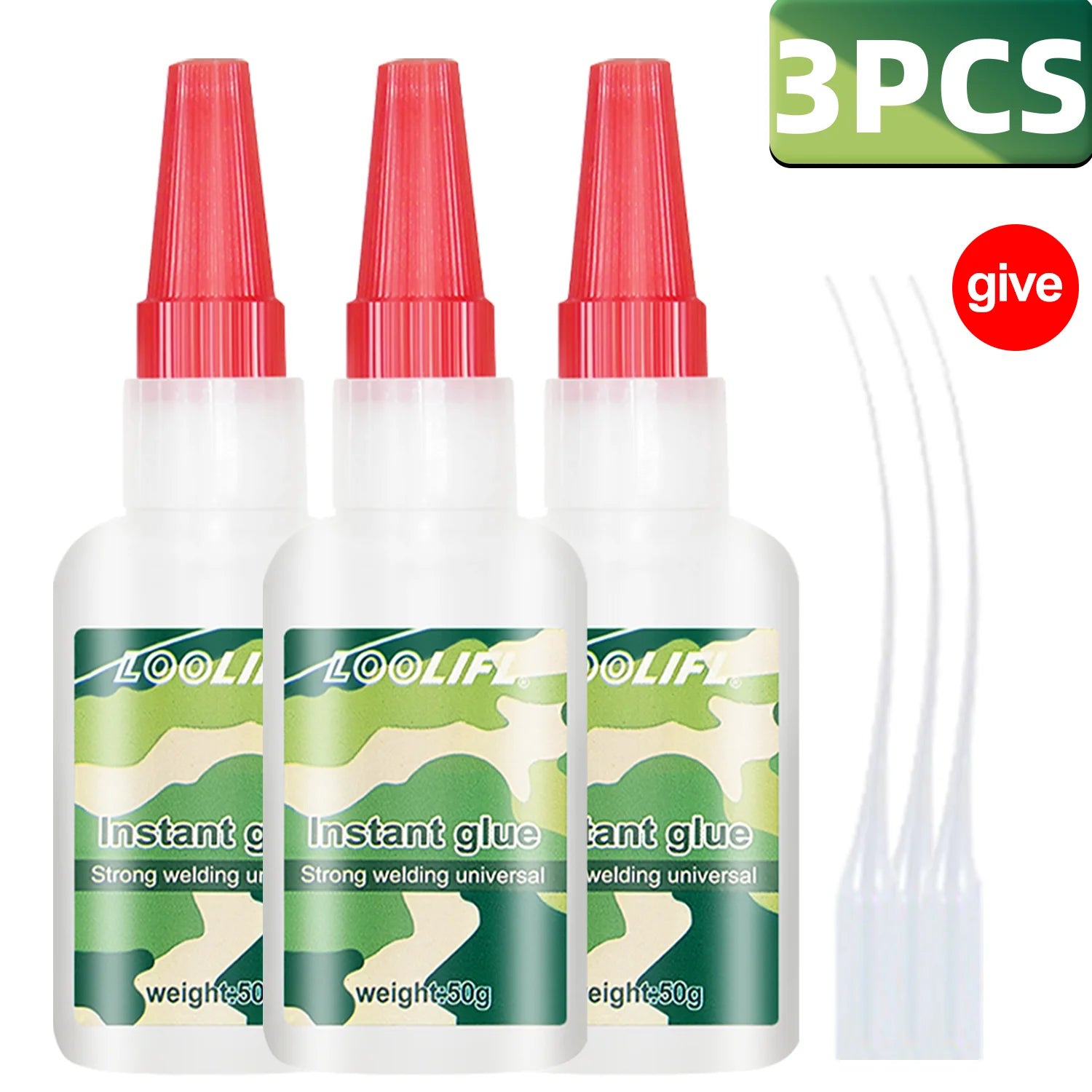 LOOLIFL Cyanoacrylate Super  Glue Welding 50ml Instant Fast Adhesive Universal Welding Super Glue Plastic Wood Metal Rubber