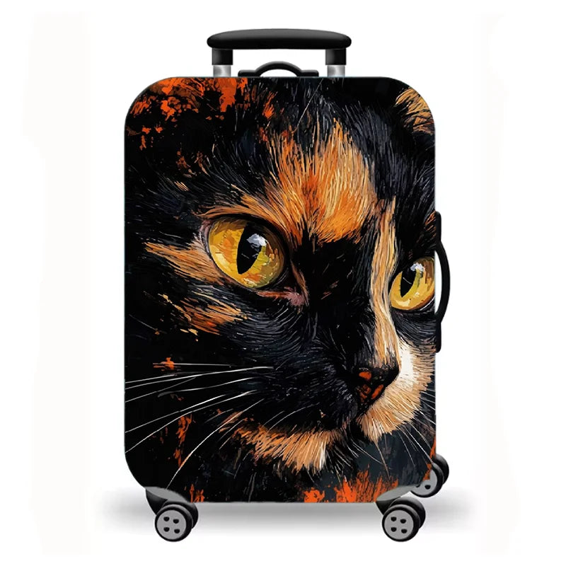 Luggage Cover, Cute Cat Print Stretch Suitcase Protector for Travel, 16 Styles Oil Painting Cat Design