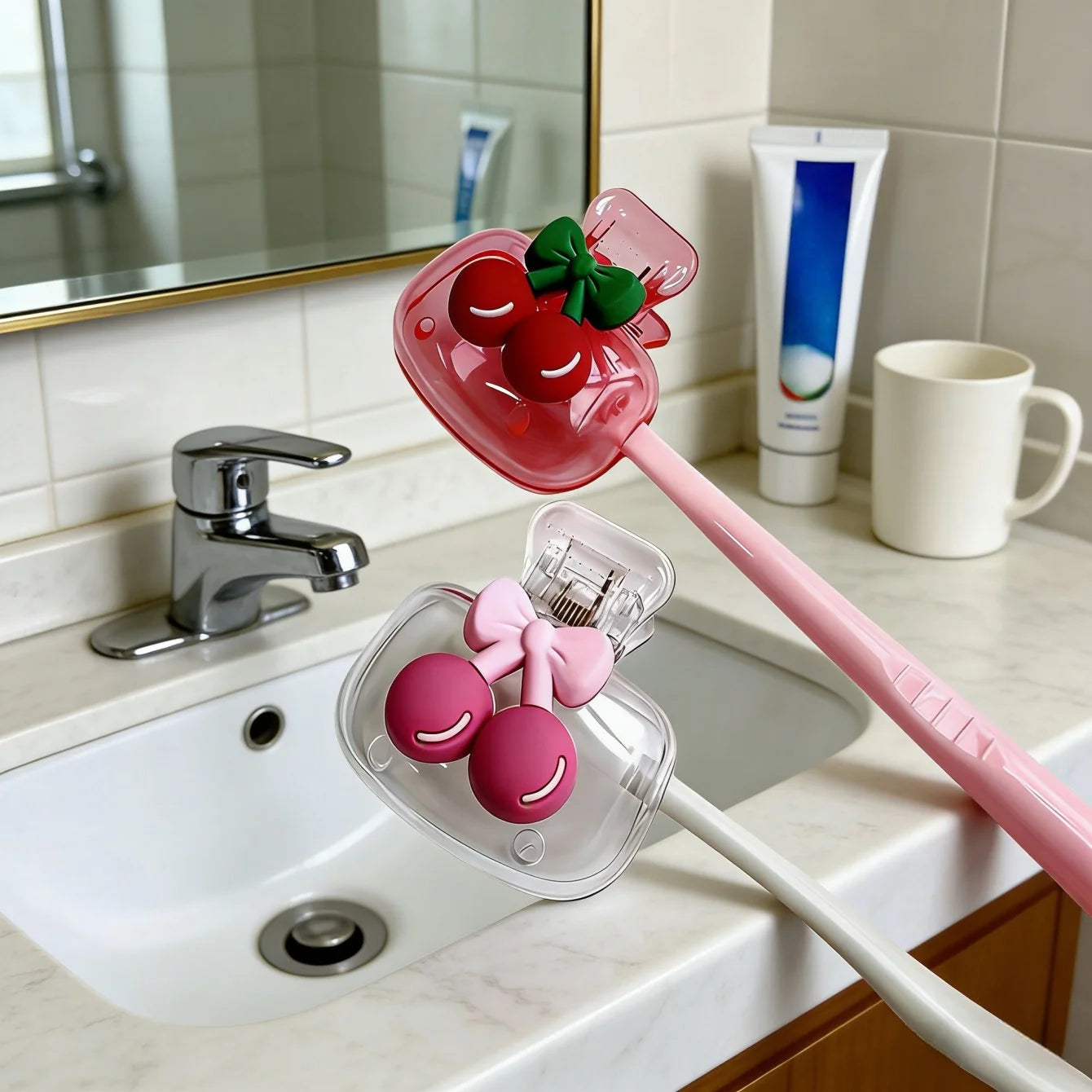 2PC Travel Toothbrush Head Covers Toothbrush Protector Cap Brush Pod Case Protective Portable Plastic Clip For Household Travel