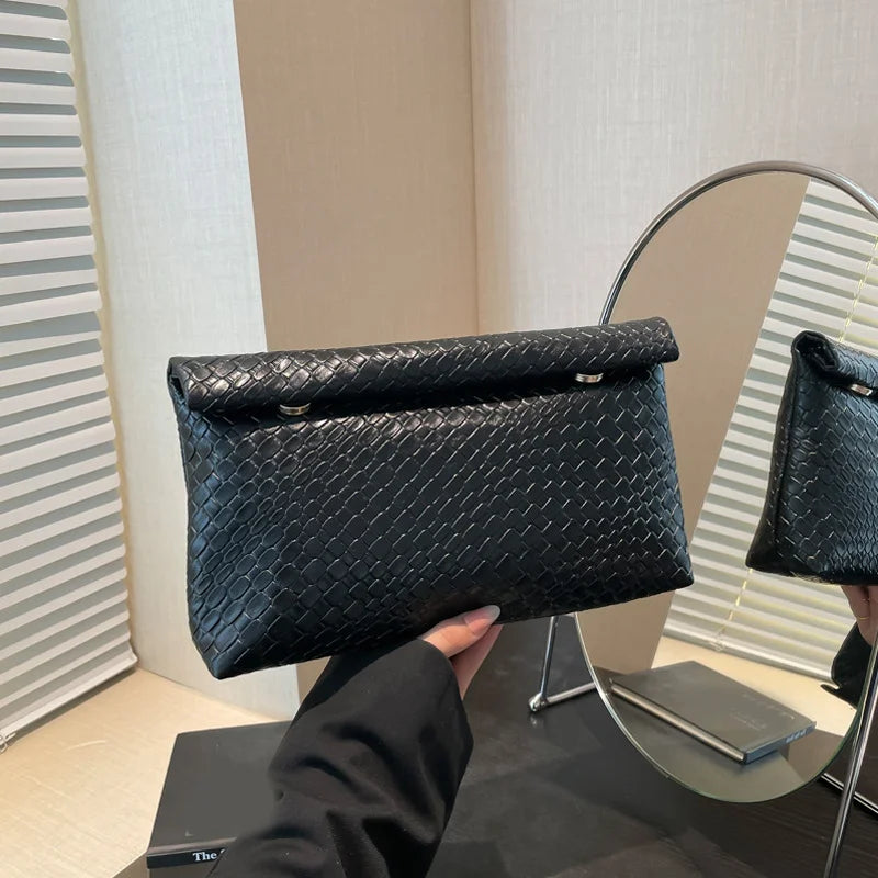Elegant Multifunctional Women Clutch Bag Large Capacity Woven Pattern Evening Phone Pocket Coin Purse Luxury Long Wallet