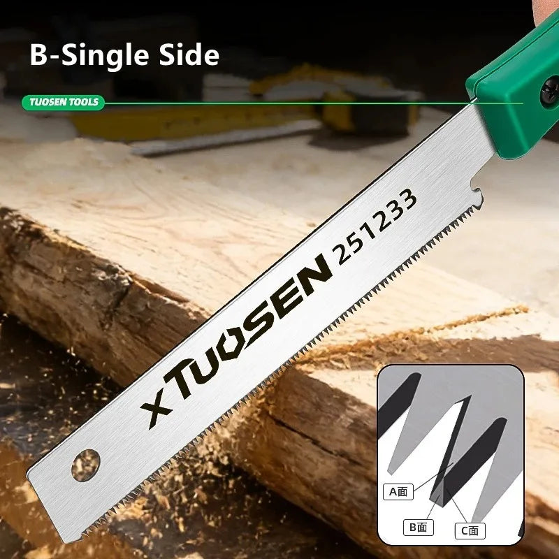 Universal Hand Saw for Home DIY, Multi-Purpose Cuts Wood, PVC, Plastic & Drywall, Compact Woodworking Tool