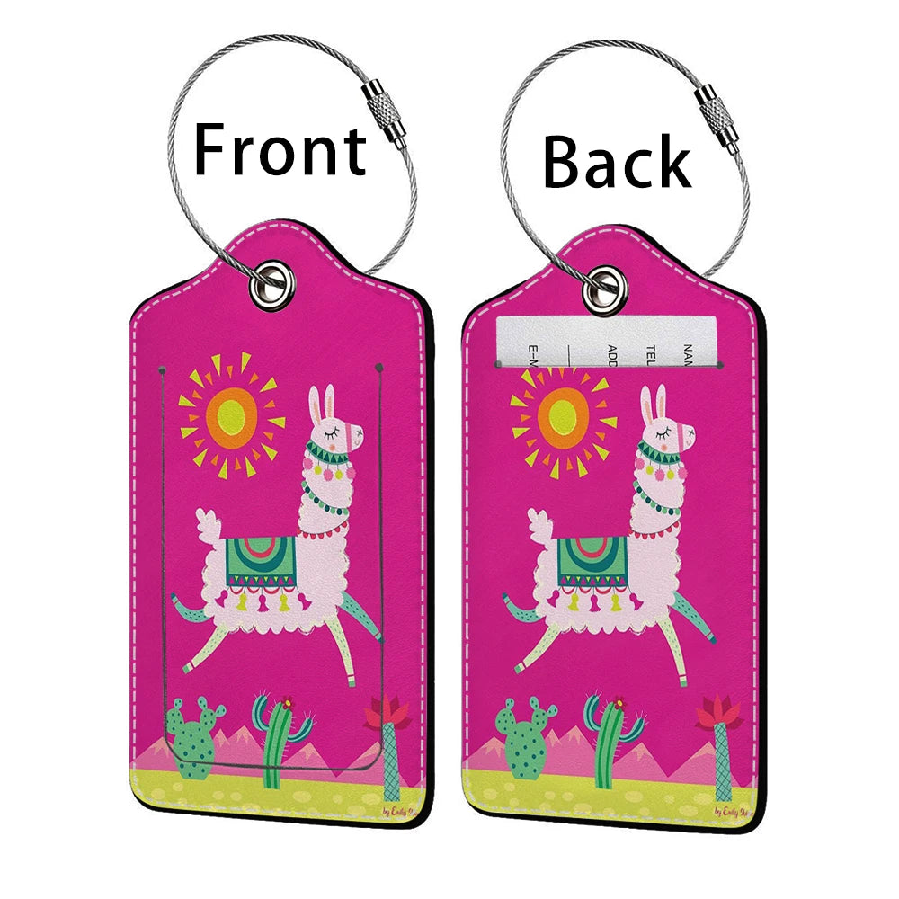 HOT SALE Cute animals Leather Business Luggage Tag Suitcase Address Label Luggage Boarding Case Label Name ID Address Clip