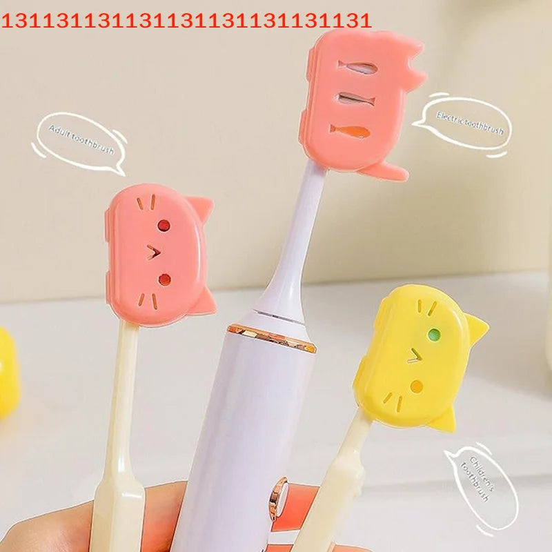 4pcs Cat Shape Travel Toothbrush Head Covers Toothbrush Protector Cap Case Protective Portable Plastic Clip For Household Travel