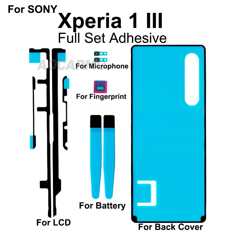 Aocarmo For SONY Xperia 1 III X1iii Front LCD Display Screen Full Set Adhesive Back Cover Rear Housing Battry Sticker Glue Tape