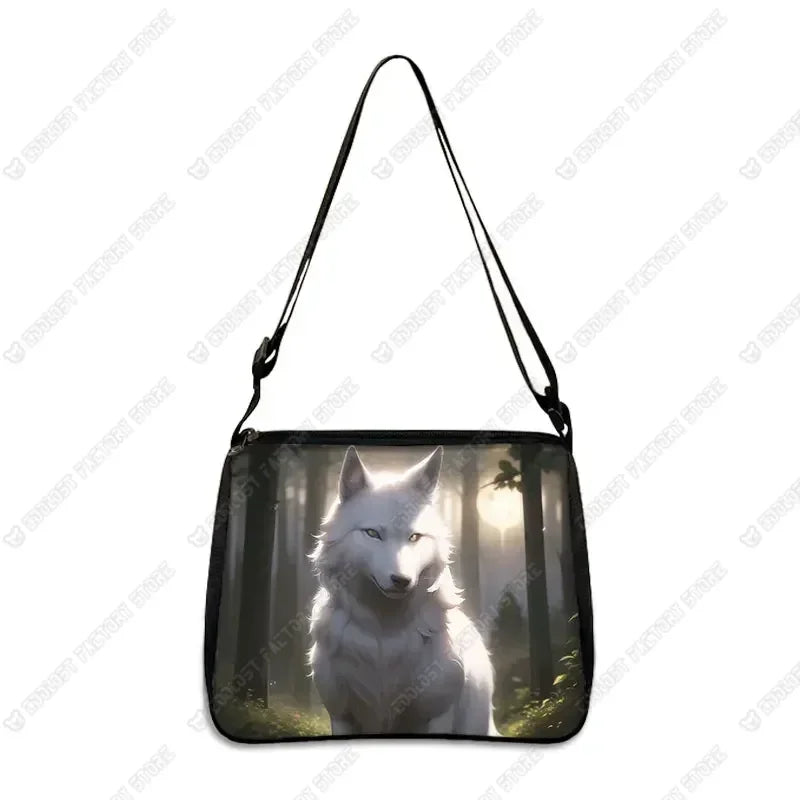 Howling Wolf Under The Moonlight Handbags Baby Wolf Messenger Bag Cool Howling Wolf Shoulder Bag Crossbody Bag Phone Holder