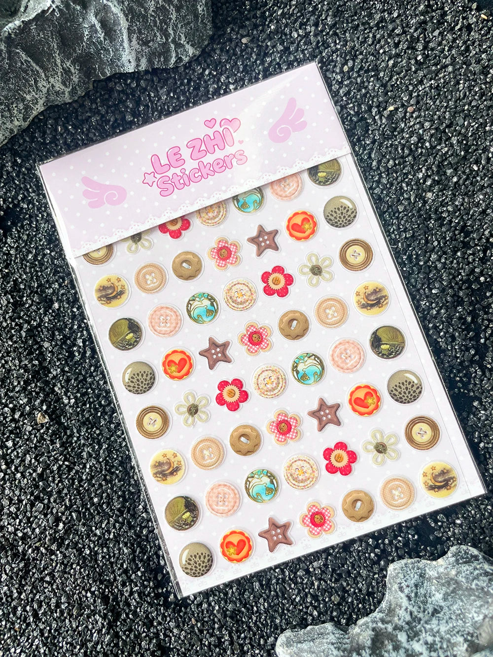 Kawaii Mini Cute Retro Sweet Button Design Nail Art Sticker Ultra-Thin Self-Adhesive Slider Diy Luggage Tags Stickers