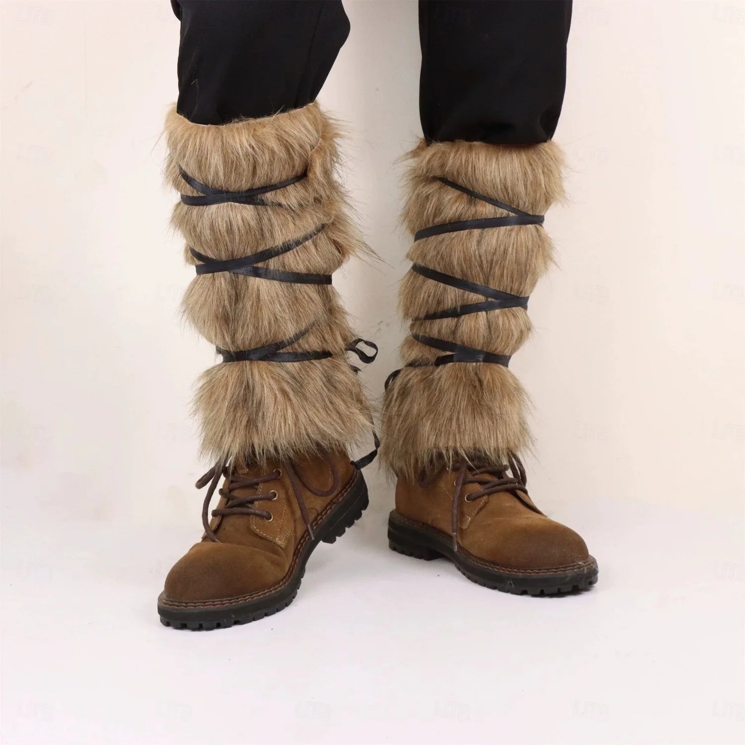 Set Medieval Renaissance Knee Length Outfits Fancy Costume Faux Fur Costume Warrior Men's Viking Halloween Carnival LARP