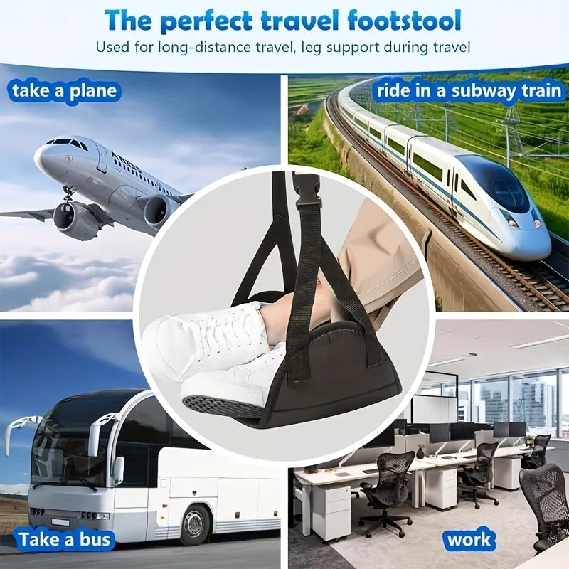 1 Travel Accessory: Portable and Simple Travel Aircraft Footrest, Adjustable Travel Safety Belt, Lightweight Hammock Footrest