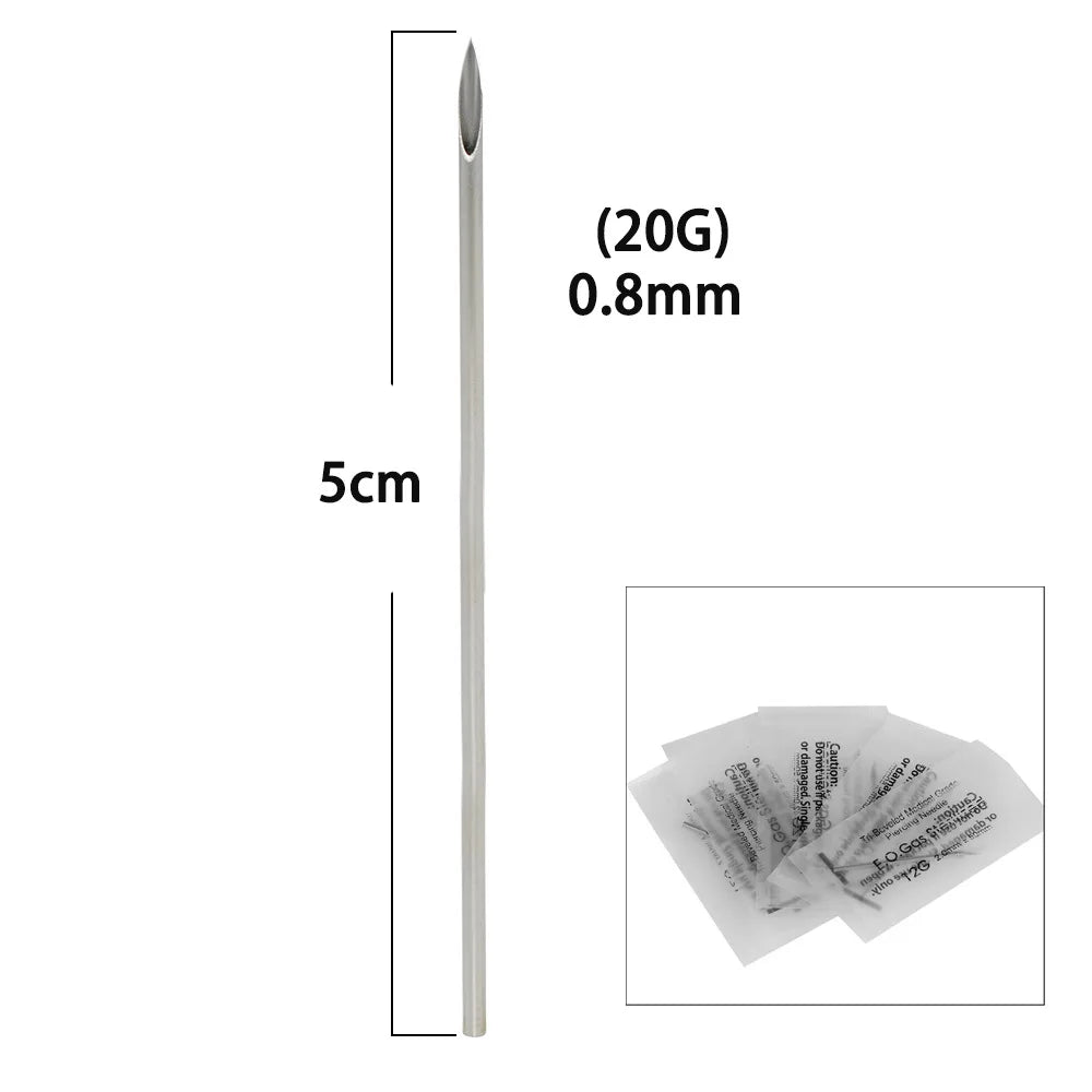 50PC Piercing Jewelry Accessories Sterile Puncture Needle Nose Stud Lip Nail Tool Disinfection Bag Containing Disposable Needle