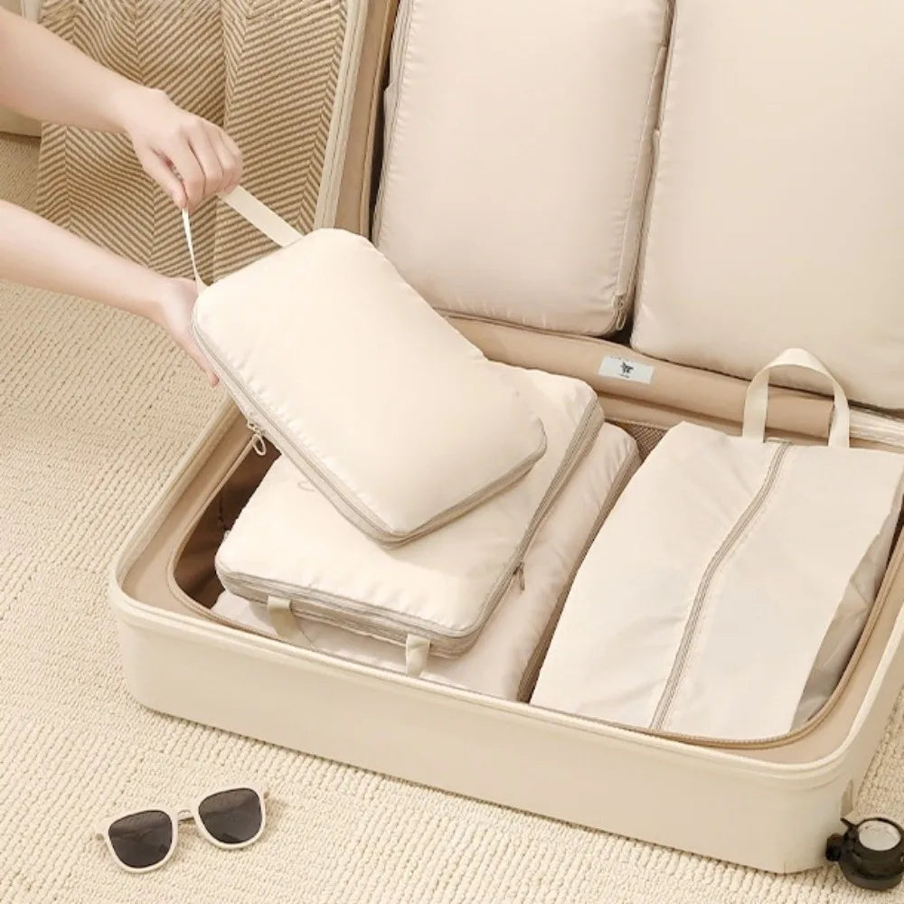 4pcs/set Large Capacity Luggage Compartment Packing Bag Lightweight Multifunctional Travel Storage Bag Cloth Separate