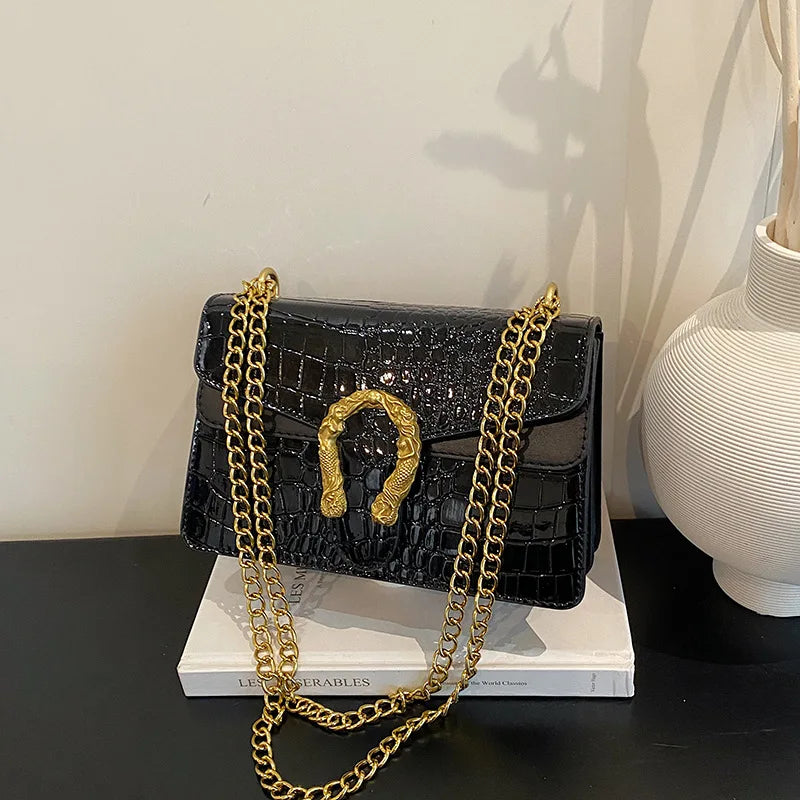 Fashion trend retro printed chain bag popular underarm crossbody shoulder bag
